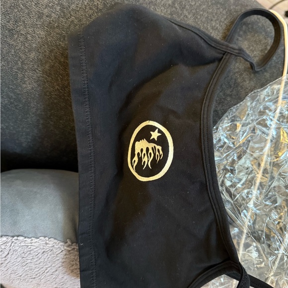 Black Crop Top with Mountain Logo - Picture 1 of 2